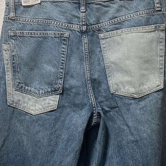 We The Free Ripple Wide-Leg Pieced Cropped Jeans Size 28 Color Blue - Picture 13 of 16